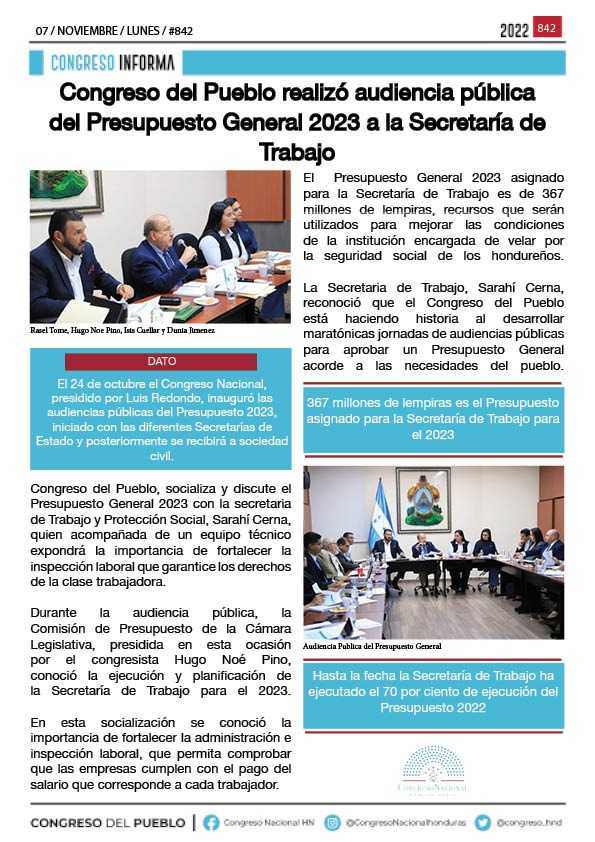 Presupuesto  2023:  Secretaría de Trabajo 